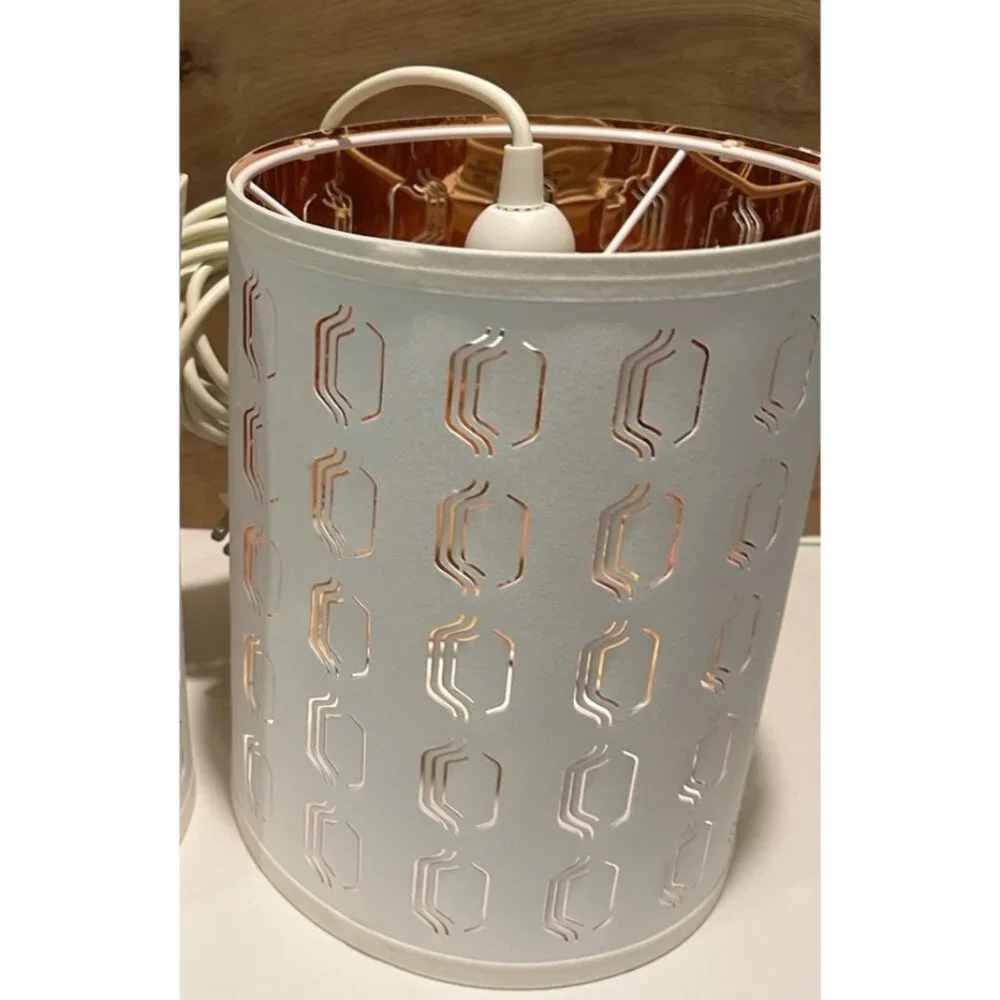IKEA Nymö Pendant Light Lamp White Copper Interior Cut Outs Lamp Decor